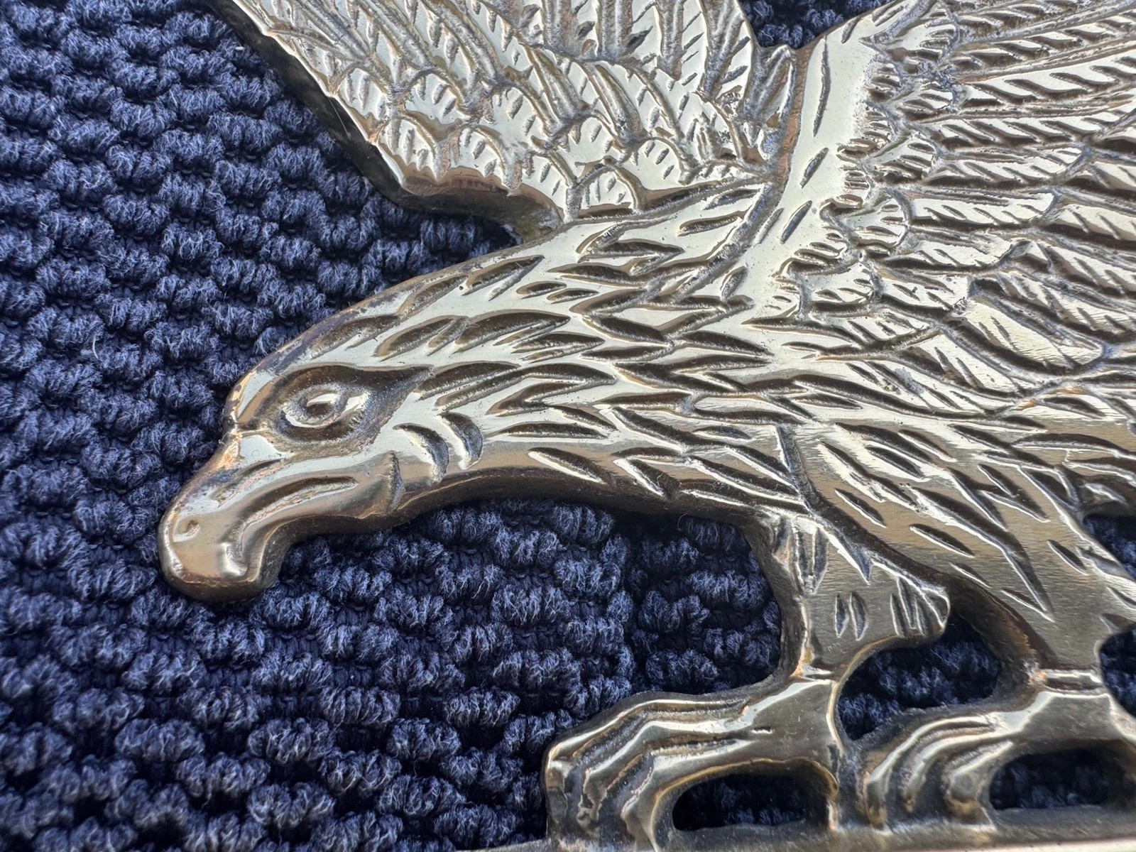 Vintage Solid Brass Eagle Five Hook Key Holder Wall Plaque Mount