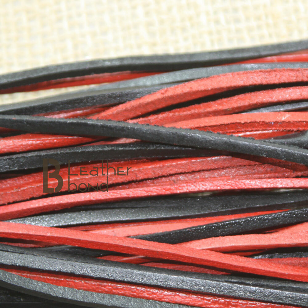 Real Genuine Cow Hide Leather Lace Flogger 25 Falls Red Black Stingy Falls