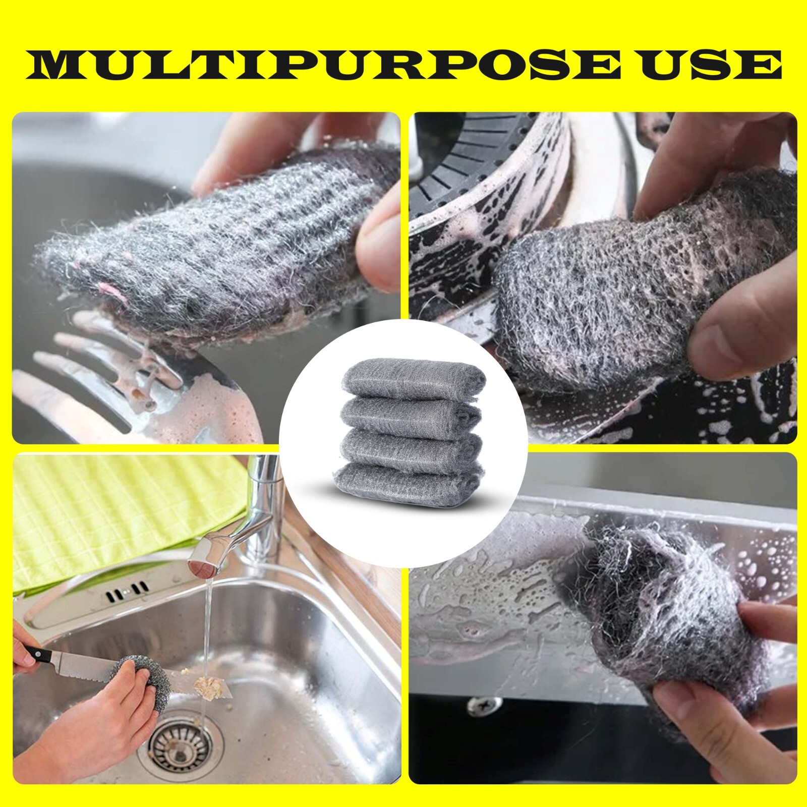 Steel Wool Grade 0000 - 16 pcs Finest Grade for Furniture Cleaning, Mice Control