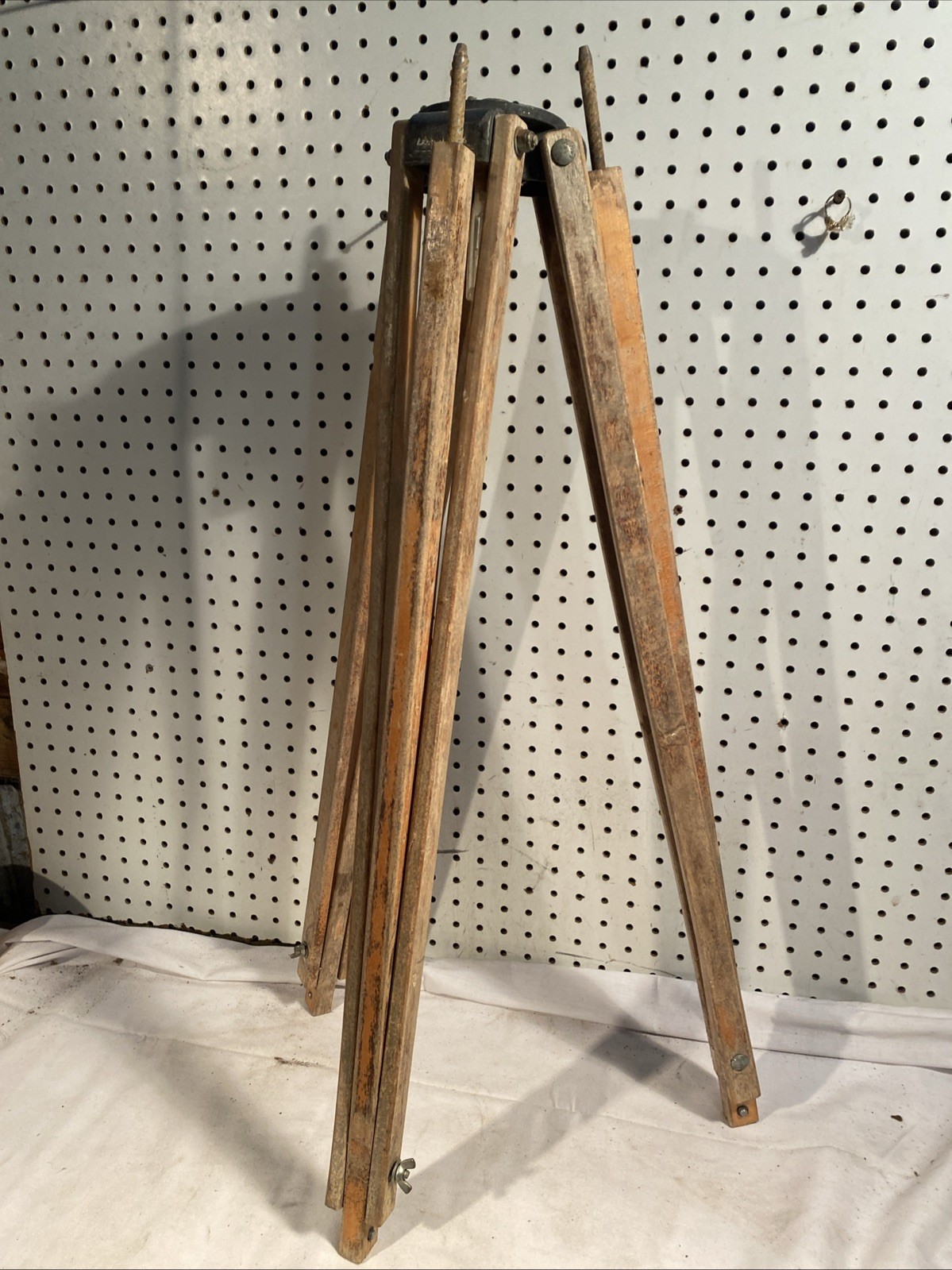 Antique Wooden Survey Tripod Floor Lamp Transit Upcycled Industrial David White