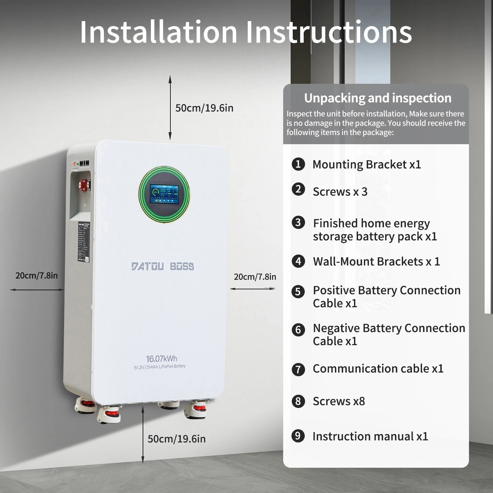 48V 314Ah 16.07kWh Lithium Battery LiFePO4 Battery for RV Solar Off-grid Boat