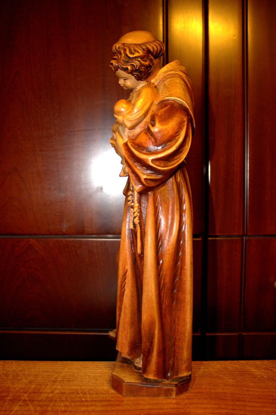 14" HAND CARVED WOOD CATHOLIC PATRON SAINT ANTHONY JESUS STATUE FIGURE SCULPTURE