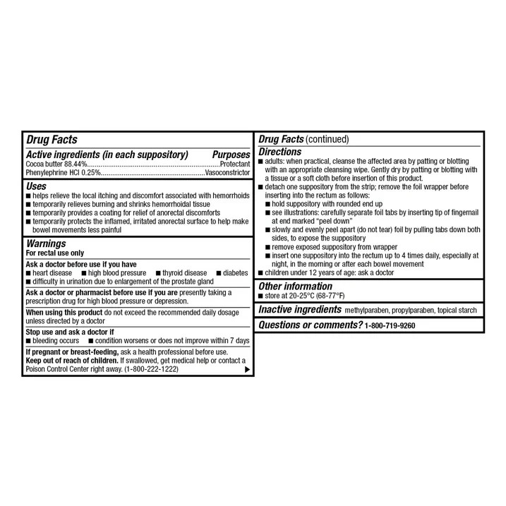 Equate Hemorrhoidal Suppositories, Relief from Burning Itching Discomfort, 24 ct