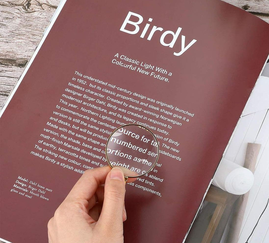 rOund Magnifying Glass Pendant magnifier Reader Necklace SILVER Chain 5x Loupe