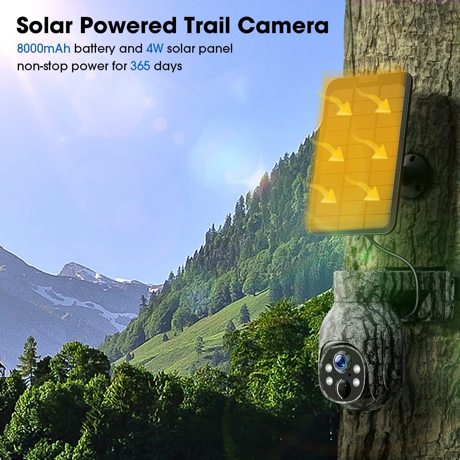Campark Solar Powered 4G LTE Cellular 2K PTZ Trail Camera Hunting Cam + SIM Card