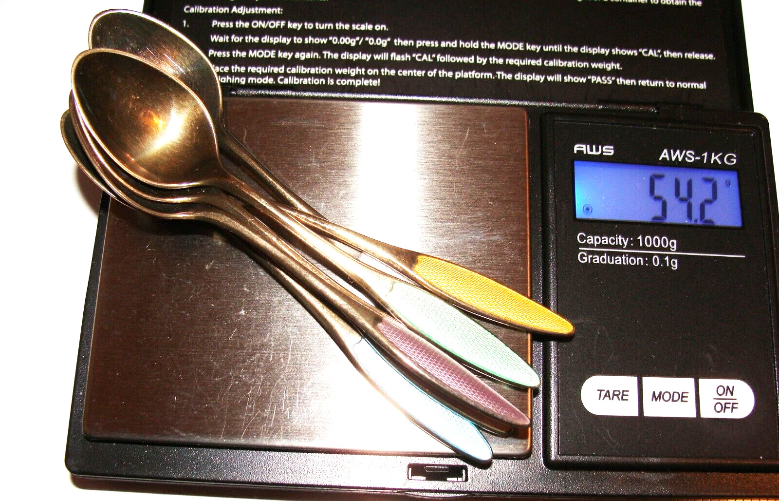 Frigast Denmark Box Set of 6 Sterling Silver Guilloche Enamel Demitasse Spoons