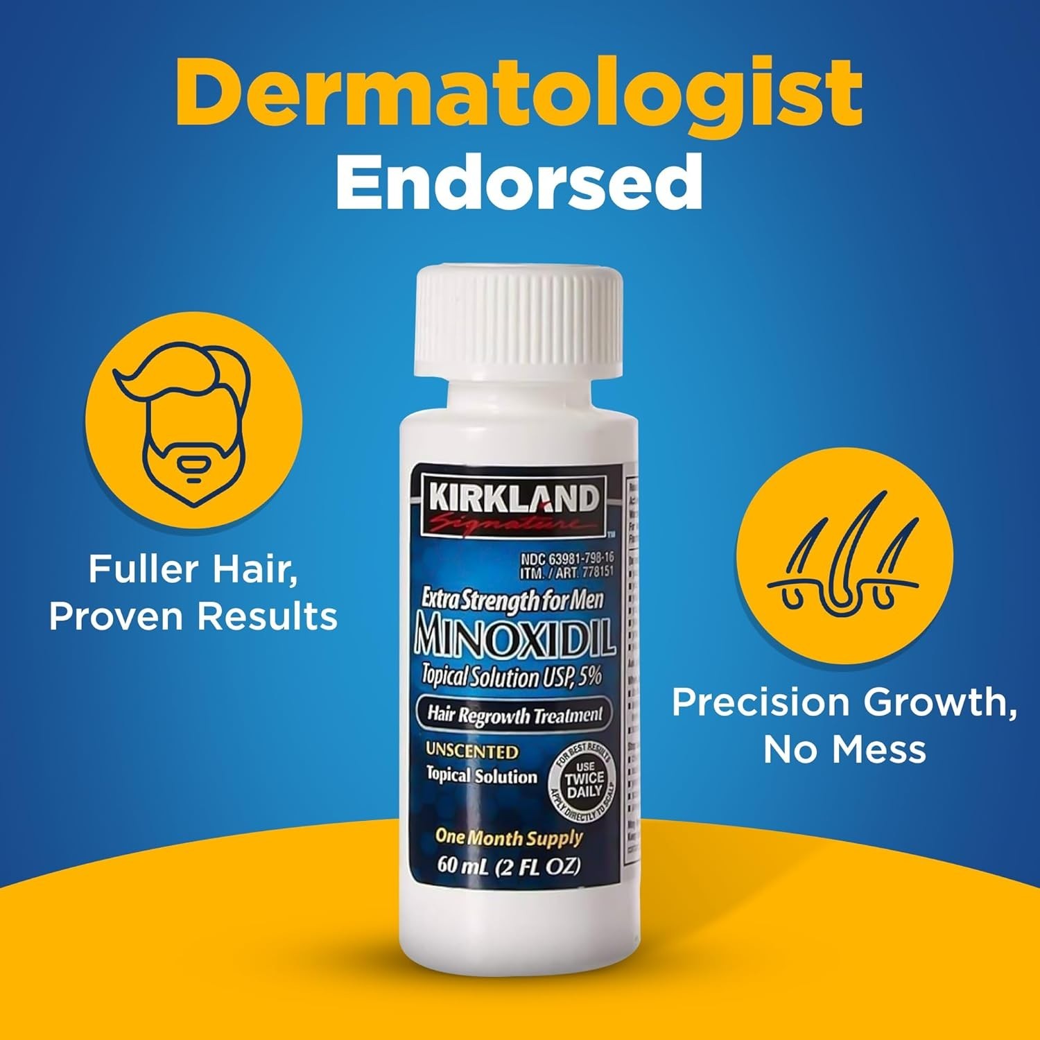 Kirkland Minoxidil 5% Extra Strength Mens 6 Month Bottles Hair Regrowth Solution