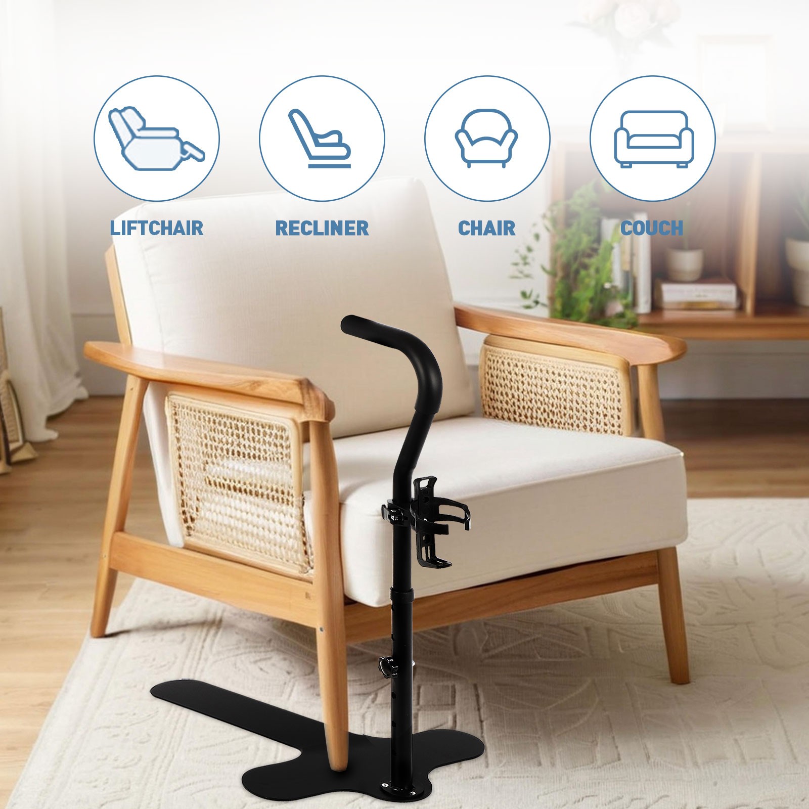 Couch Stand Assist with Cup Holder, 6 Adjustable Heights Chair Lift for Seniors