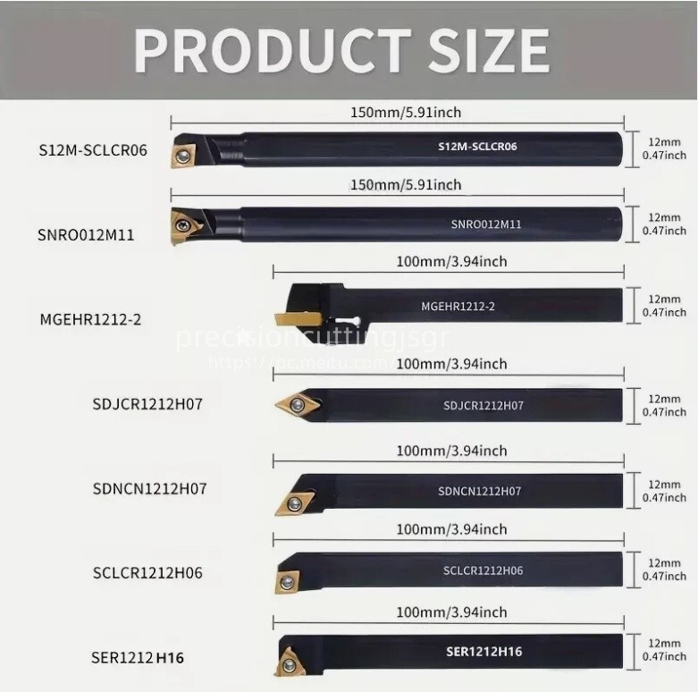 21PCS 1/2"/12mm Shank Indexable Carbide Lathe Turning Insert Tool Holder Bit Se