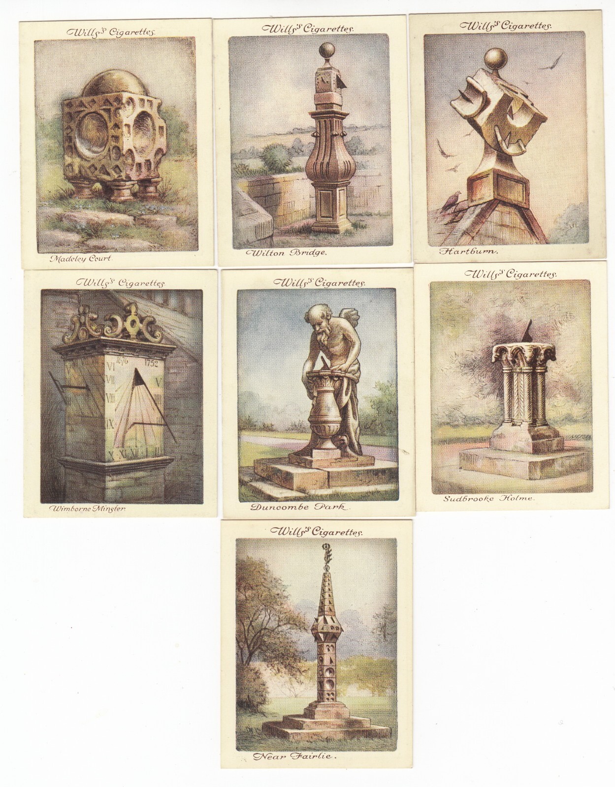 Complete Set of 25 Vintage SUNDIALS Cards from 1928