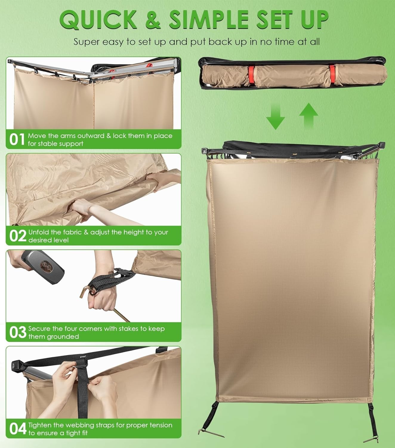 Awning Shower Tent Car Side Shower Room Privacy Shelter Restroom for Overland