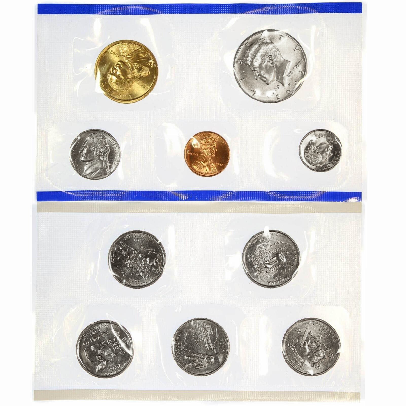 2002 P&D Mint Set Brilliant Uncirculated US with Envelopes & COAs (20 Coin Set)