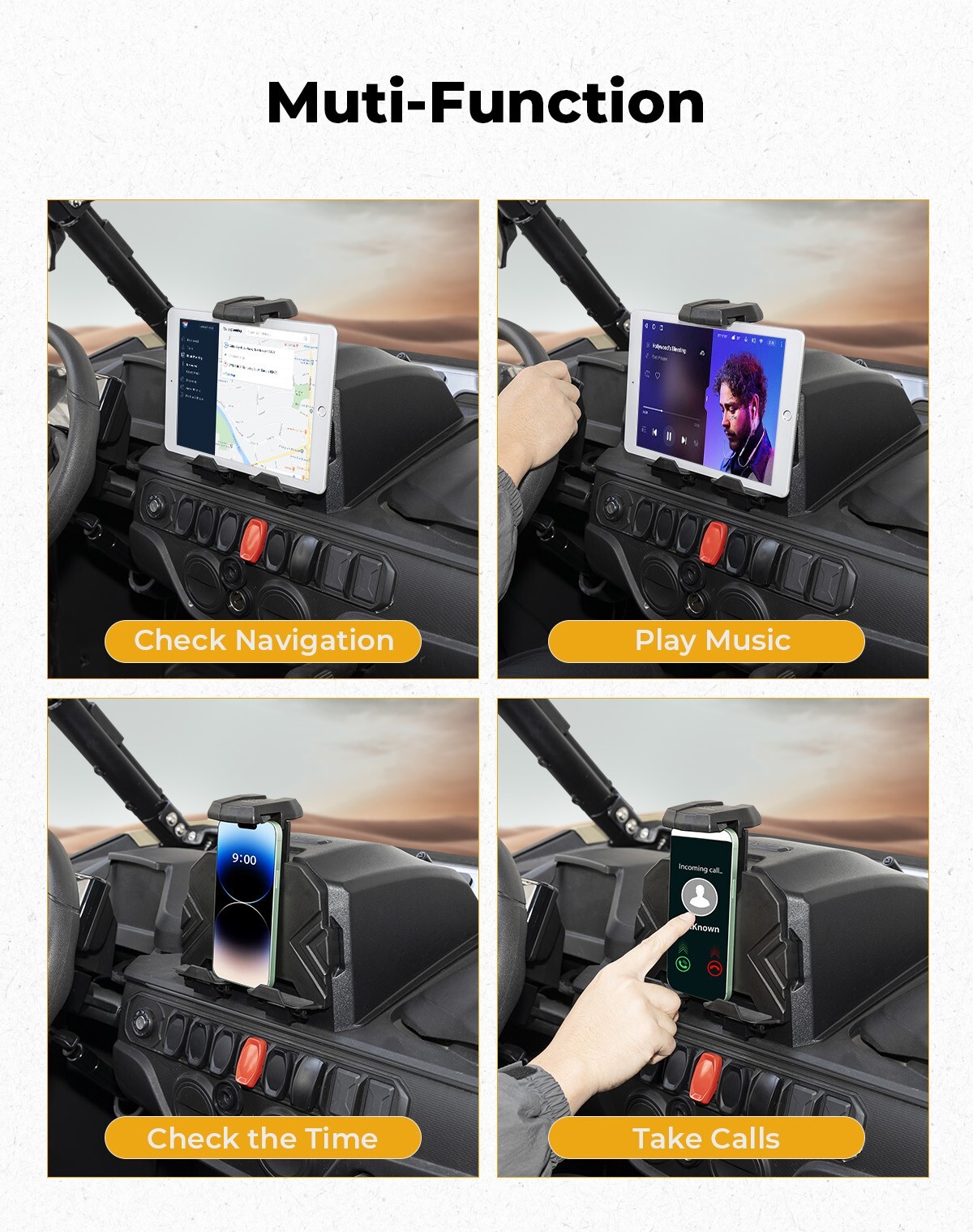 For CFMOTO ZForce 950 Sport Trail 2023-25 Electronic Tablet Device Holder Mount