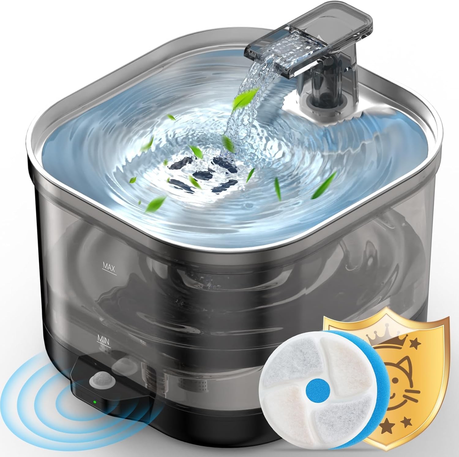 Wireless Cat Water Fountain with External Pump, 5000mAh Battery, Rechargeable