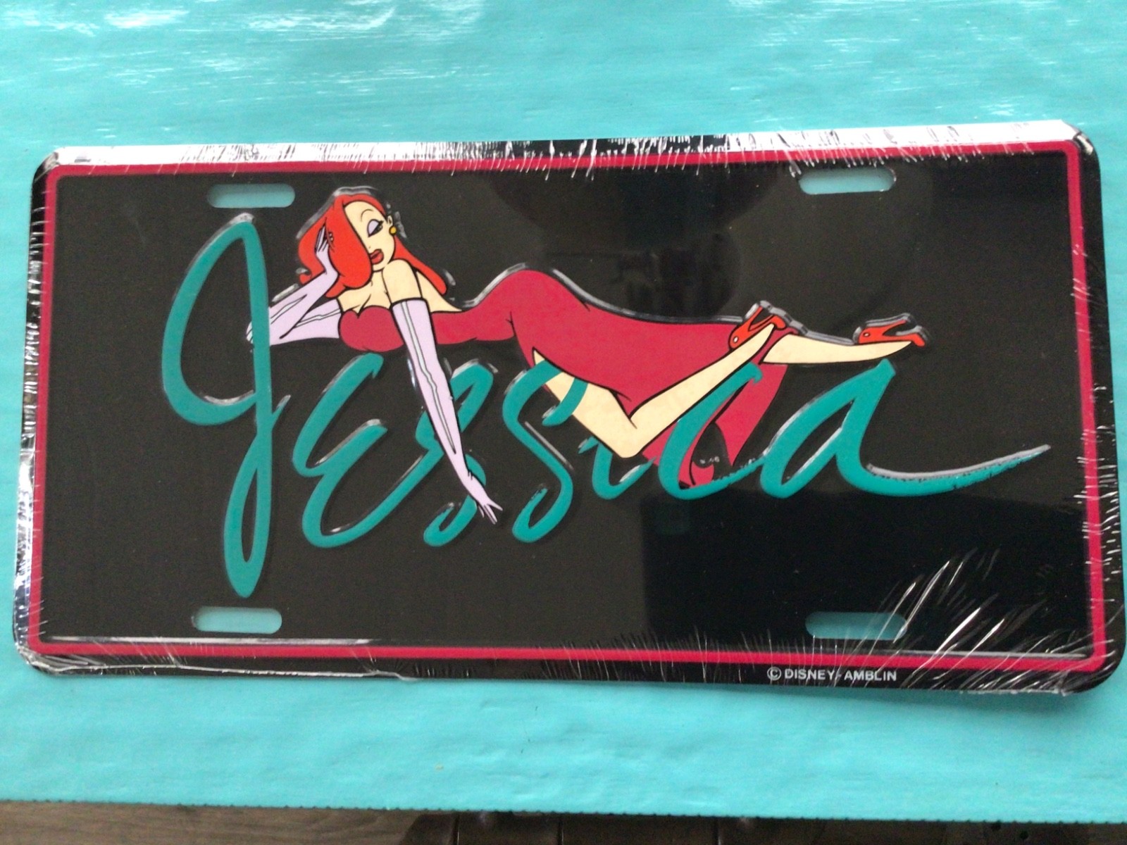 JESSICA RABBIT DISNEY AMBLIN LICENSE PLATE SIGN DISPLAY PROP METAL SEALED