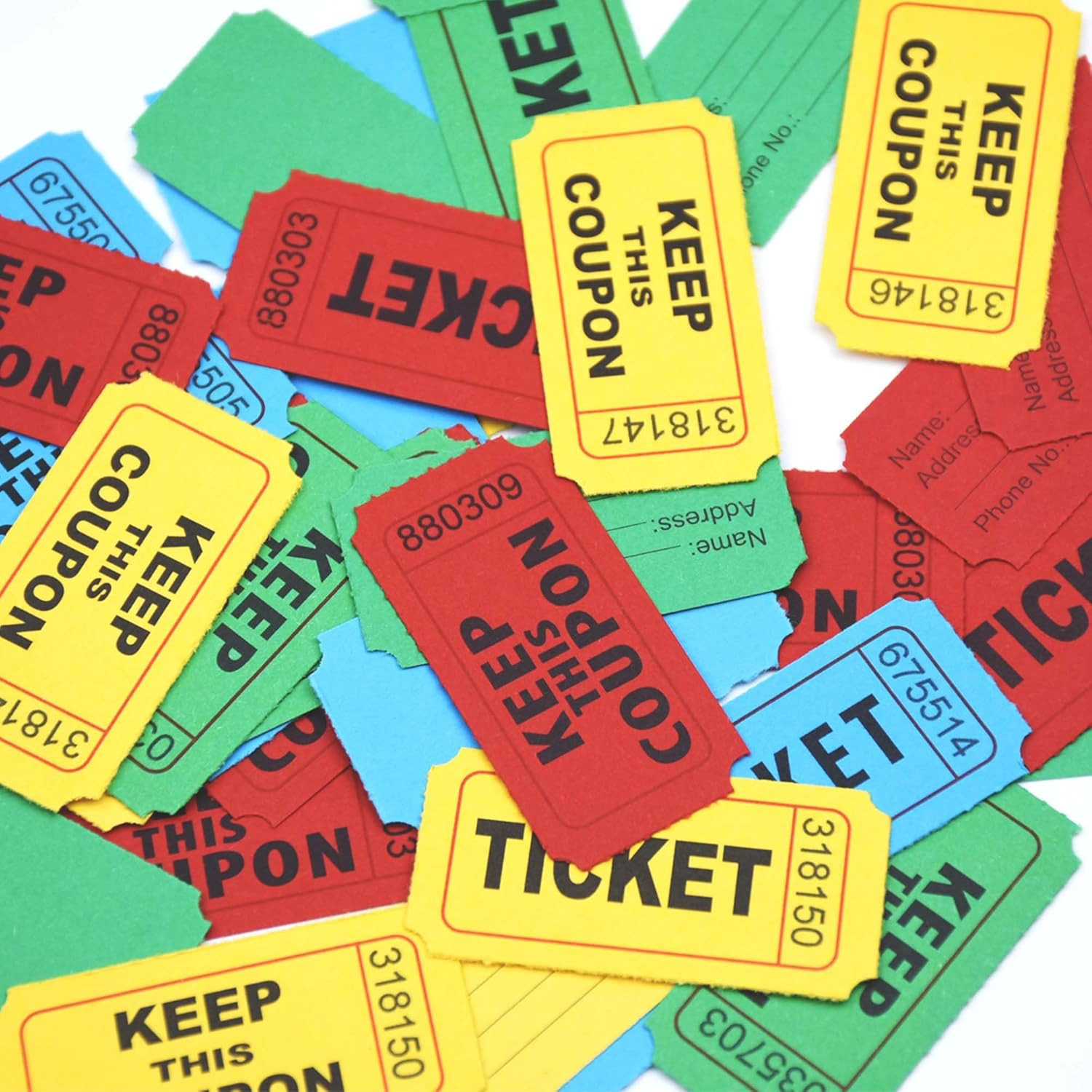 2000 Pcs 1000 Pairs Raffle Tickets, 50/50 Double Raffle Tickets, 250 Double Tick