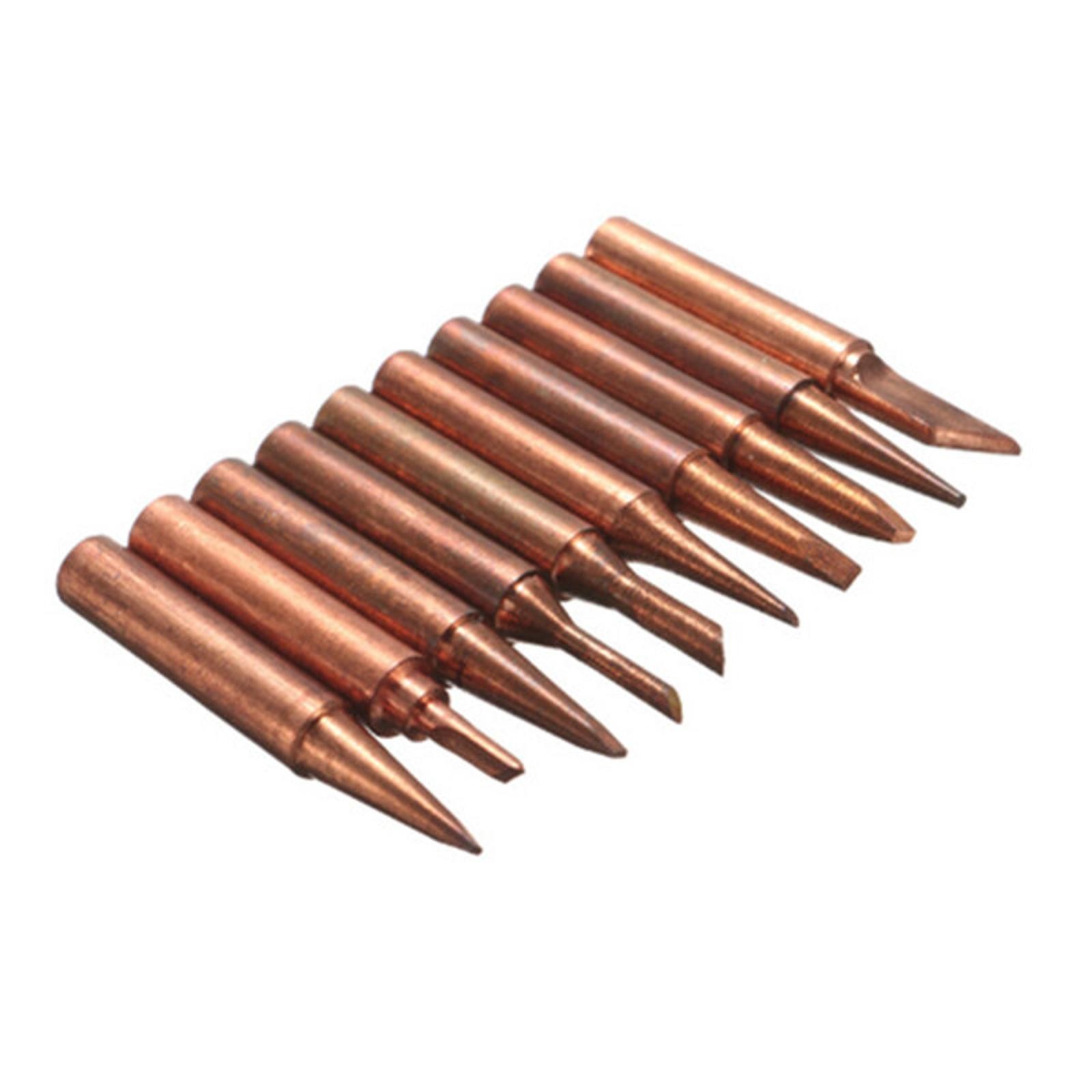 10Pcs 900M-T Soldering Tip Pure Copper Tip Electric Iron Head Series Solder Tool