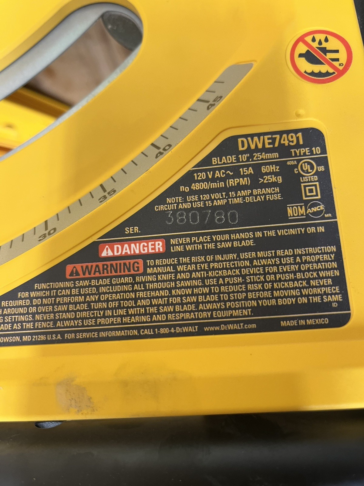 DEWALT DWE7491RS 10 in Jobsite Table Saw PARTS - FRAME ONLY P5-1`7