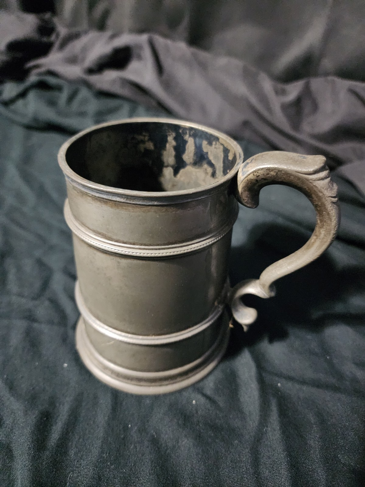 Pewter Mug with Glass Bottom 0.5 Liter Used Beer Stein