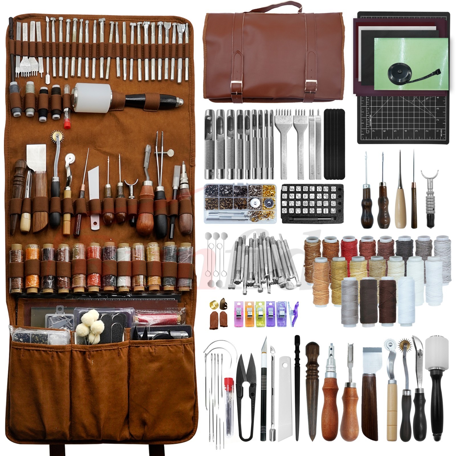 Leather Tooling Kit Craft Tools Leather Working Kit with Cutting Mats Crafts
