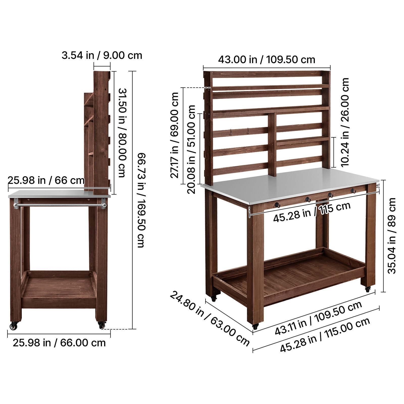 Uimoso Outdoor Gardening Workstation with Stainless Steel Tabletop