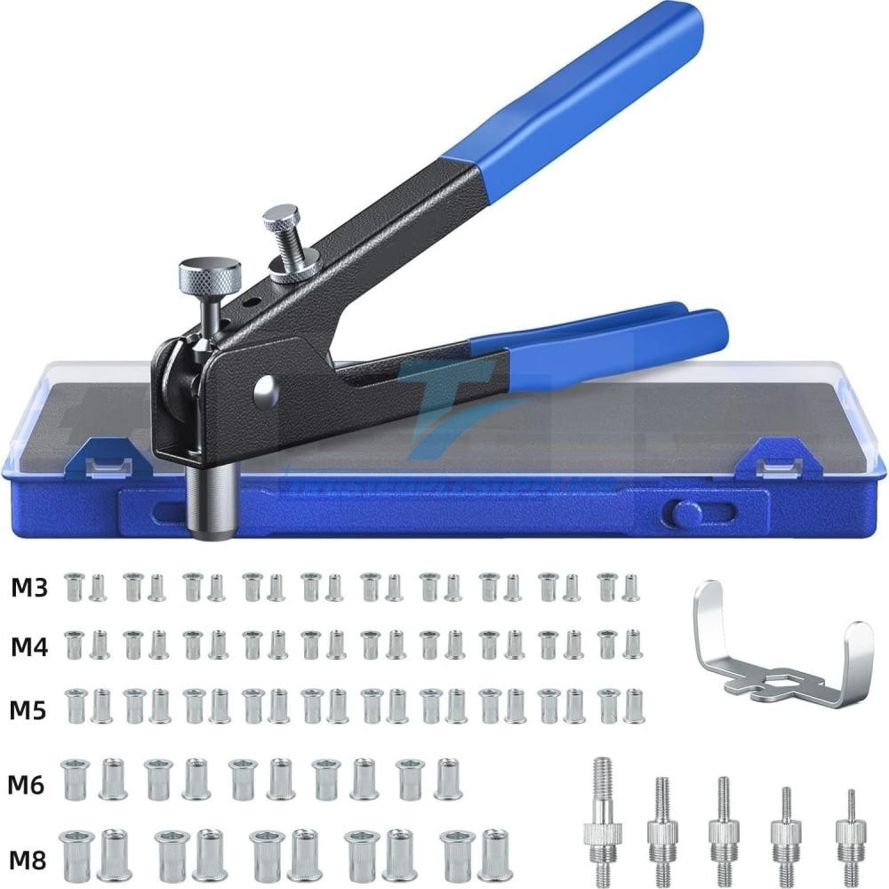 86Pcs Heavy Blind Rivet Nut Tool Kit Hand Riveter Wrench Threaded Insert Rivnut