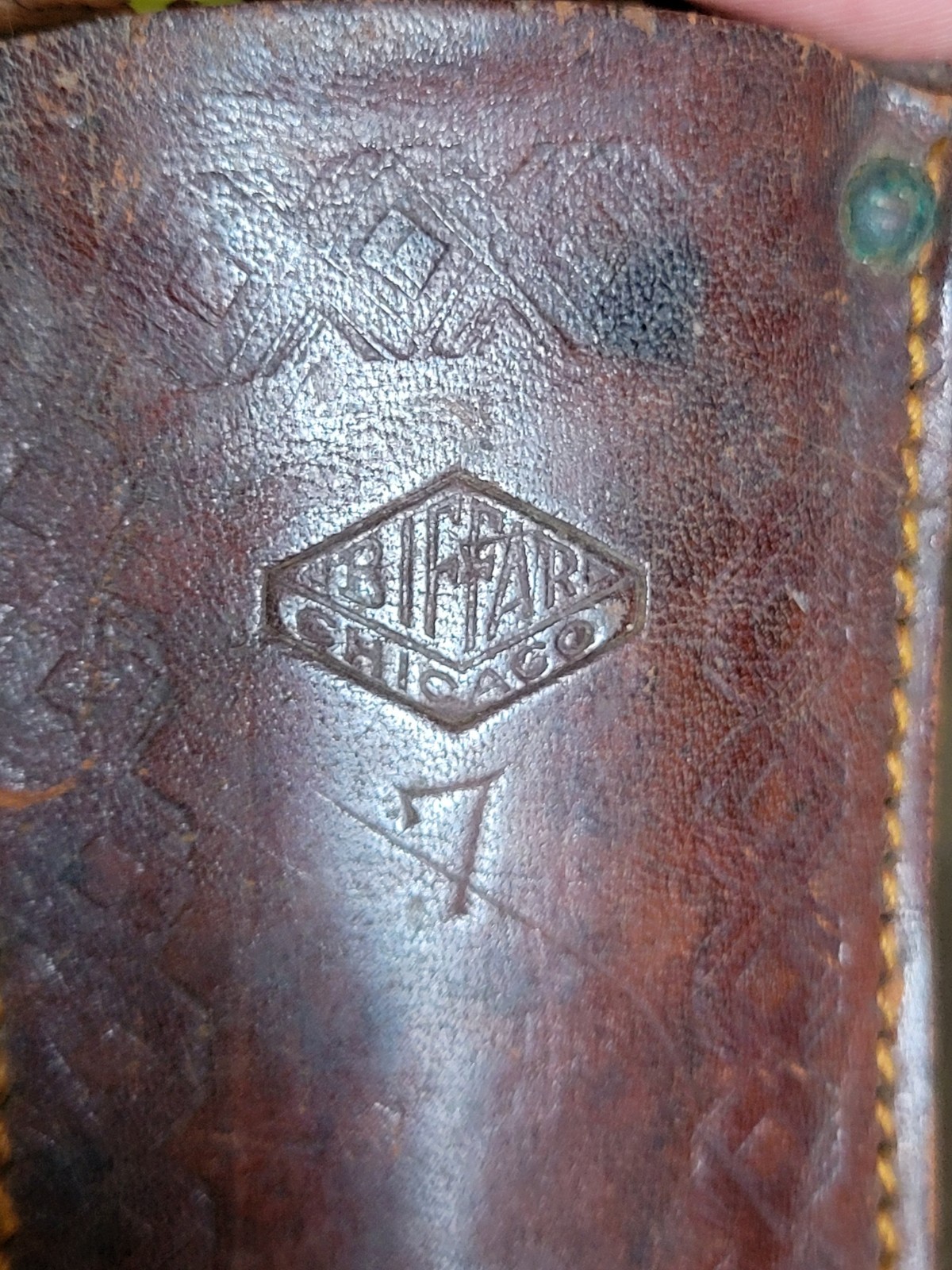 WWI Era Stag Handle Fred Biffar Chicago Ill. Bowie Knife/Side Knife w/Org Sheath