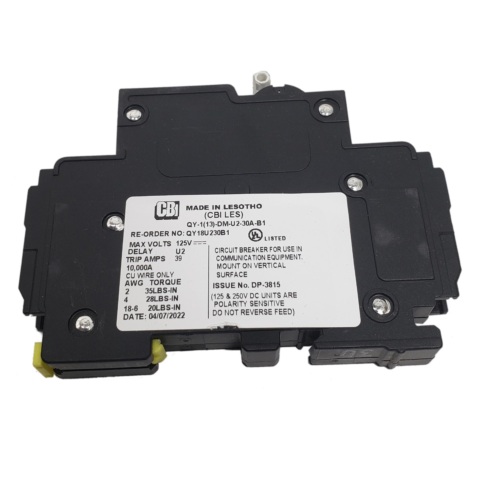 MidNite Solar - 30 Amp 150Vdc DC Circuit Breaker MNEPV30 Din Rail Mount 1-Pole