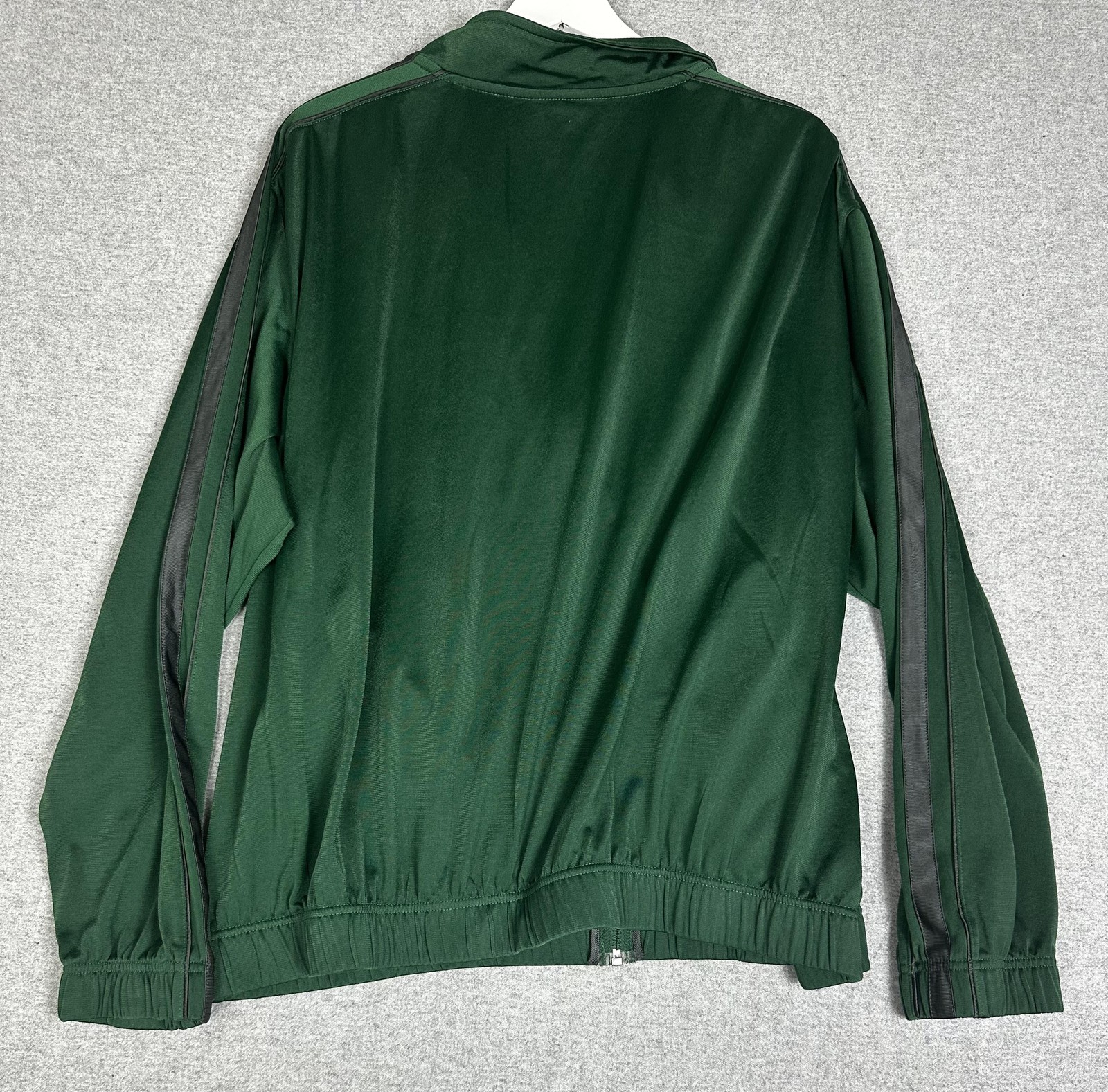 Nike Track Jacket Mens XL Green Striped Sleeves Full Zip Athletic Poly Swoosh