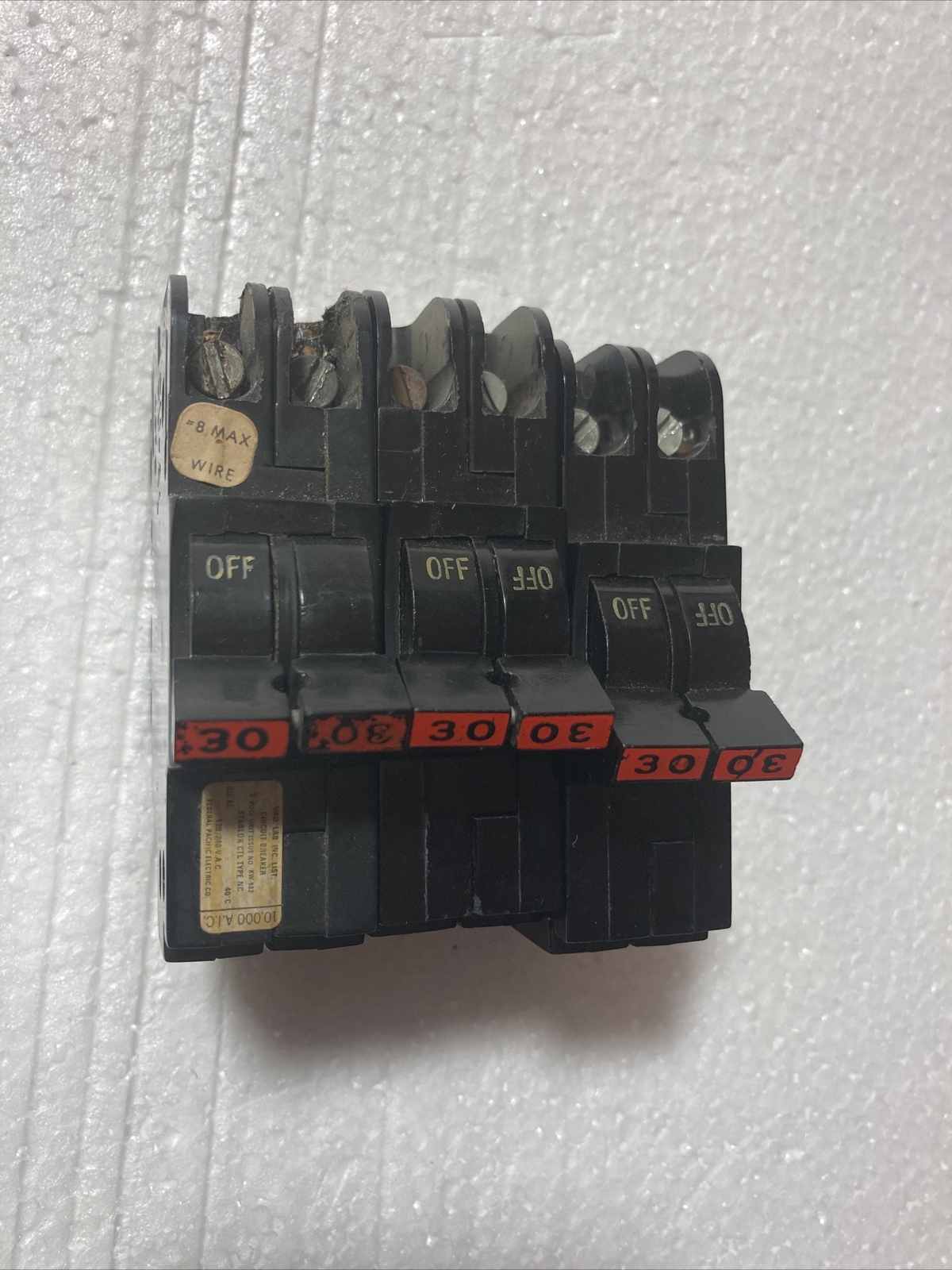 FPE Federal Pacific 30 Amp 2 Pole NC230 Stab-Lok Breaker Mini THIN NC red handle