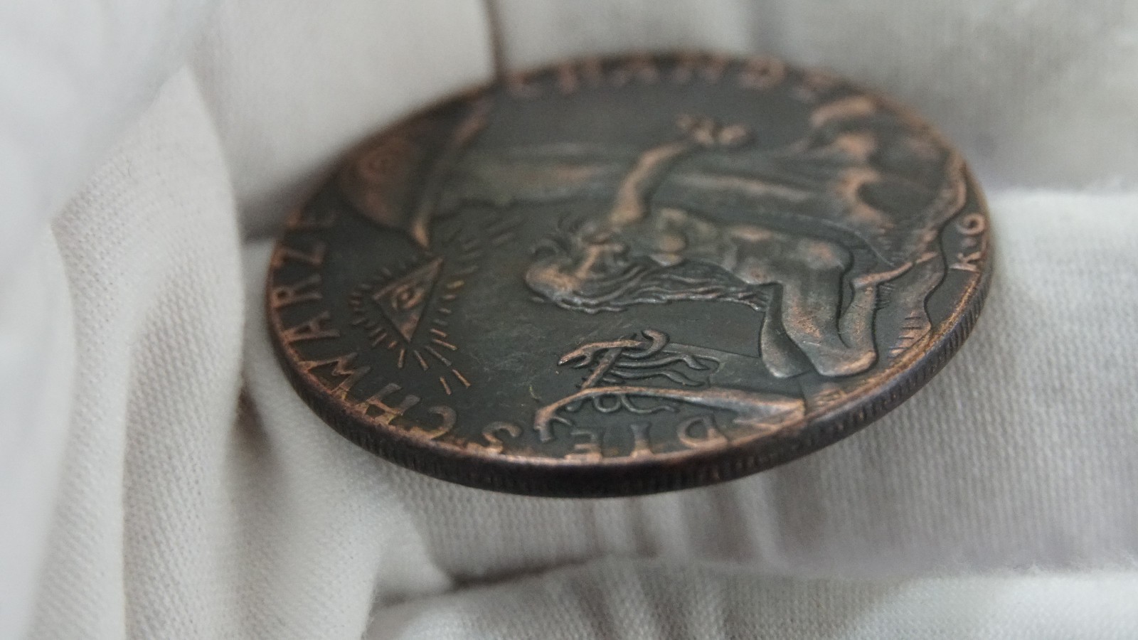 1920 French MEDALLION: "Black Shame" "Watch on the Rhine" WWI, Karl Goetz Coin