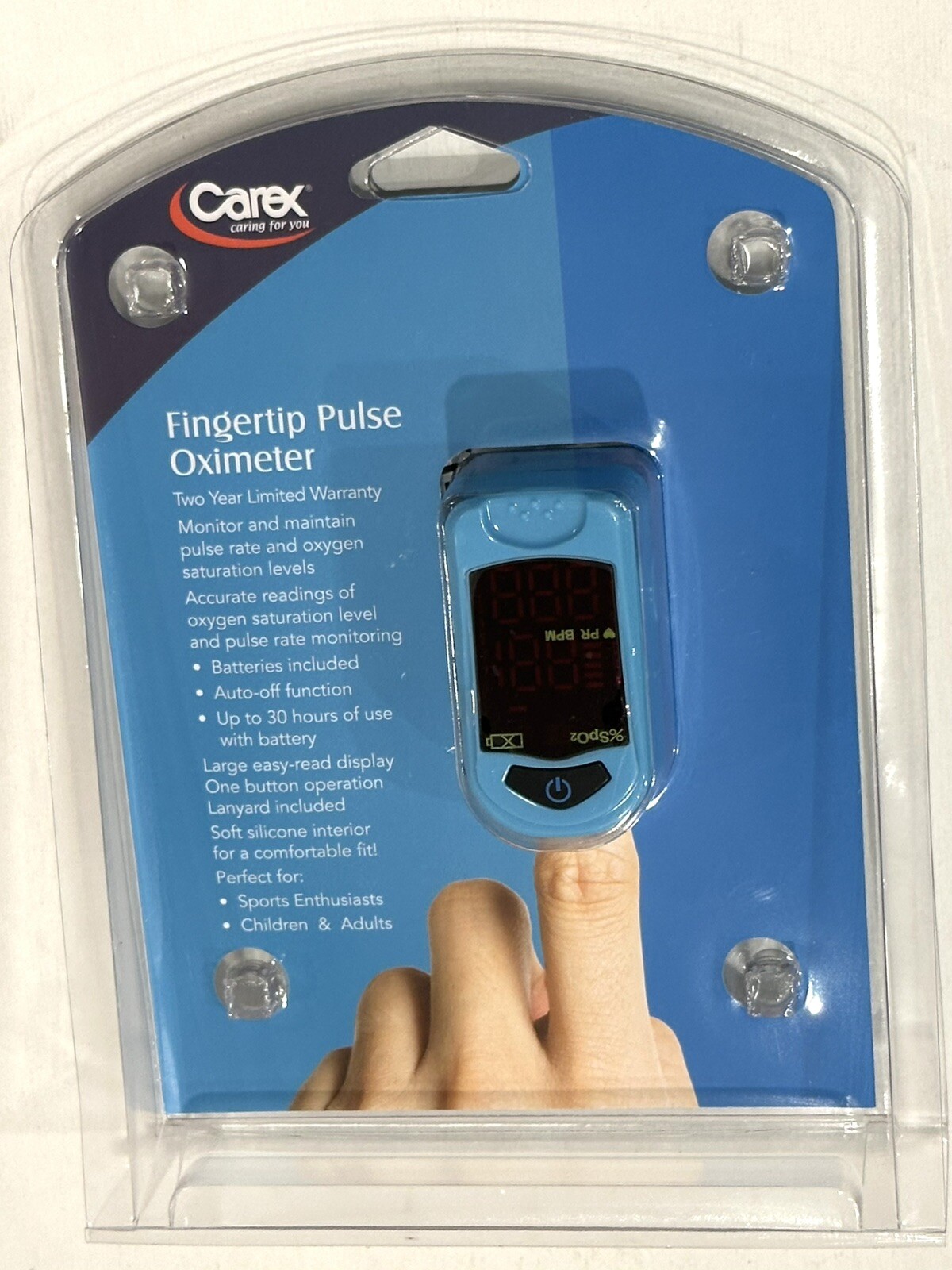 NEW Carex Finger Pulse Oximeter Oxygen Saturation Monitor Pulse Ox Fingertip