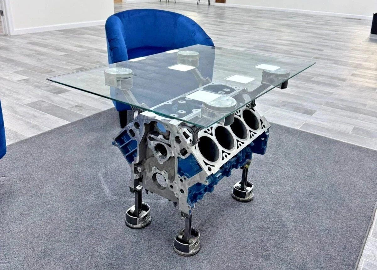 LS Engine Block Coffee Table – 42in x 3in 6mm Low Iron tempered Glass