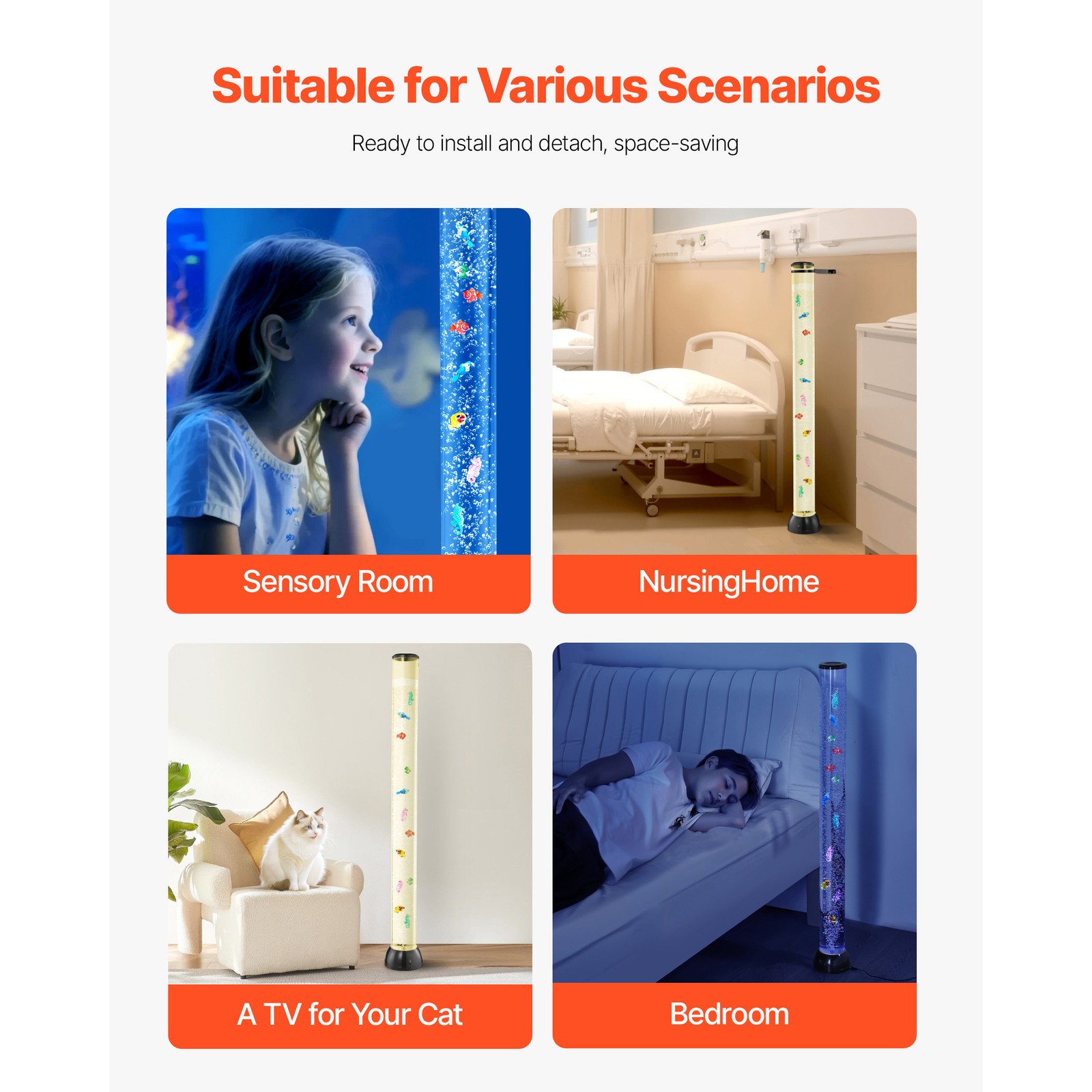 Bubble Tube Lamp 16 Color 4 ft Sensory Aquarium Lamp for Relief Calming