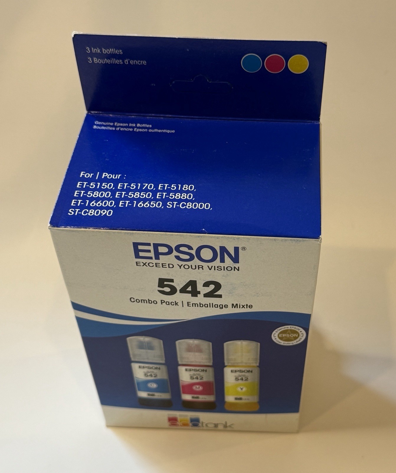 Genuine Epson 542 Ink Bottle 3 Pack for ET-5150 ET-5850 ET-16500 ST-C8000 NEW US