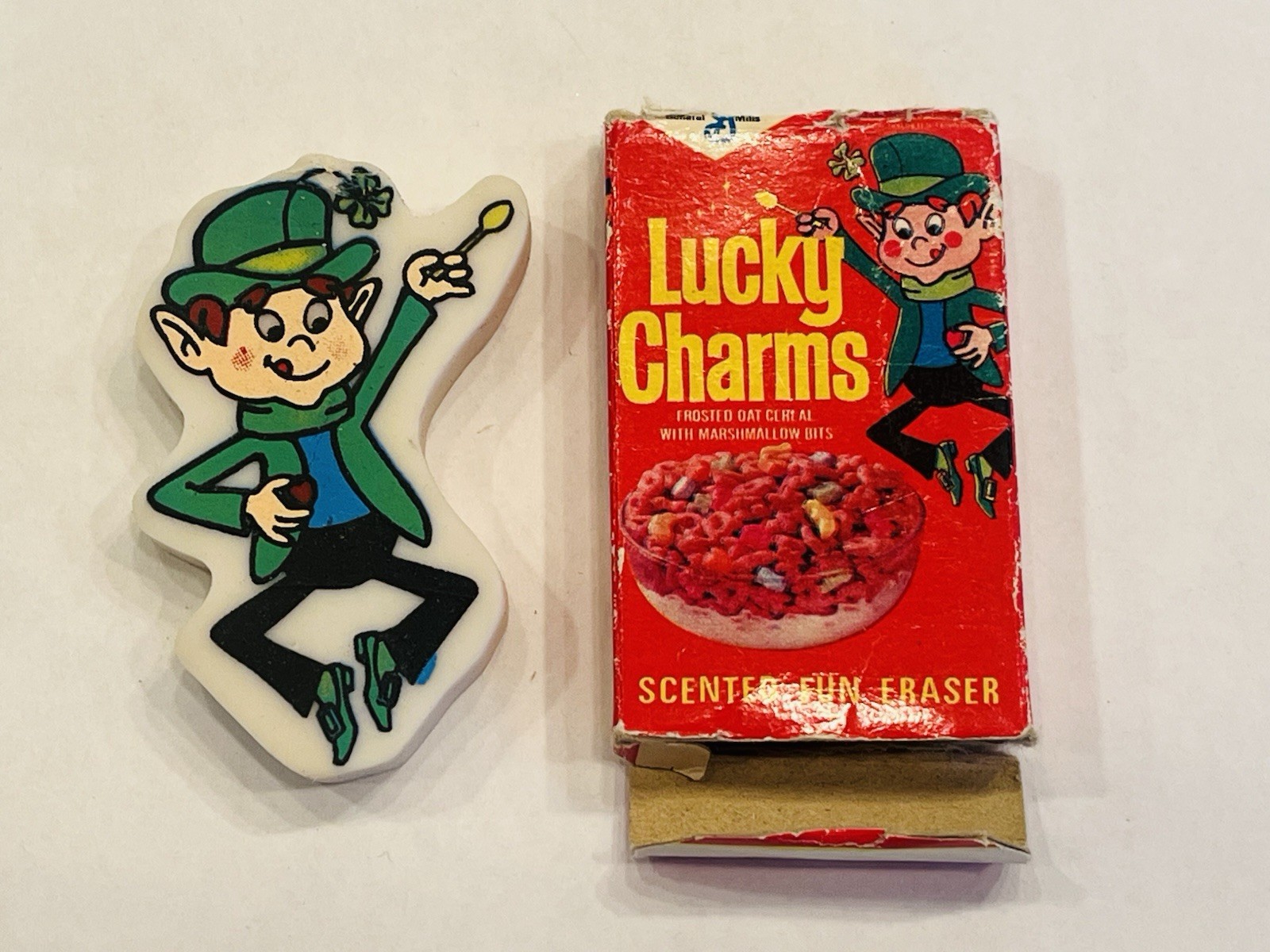 Vintage Lucky Charms Leprechaun Eraser with Box Gently Used Novelty Fun BIN 79