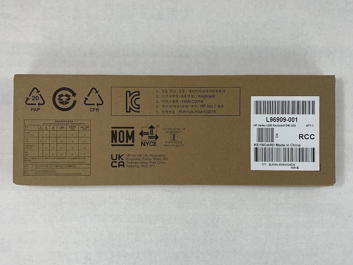 NEW SEALED ! HP L96909-001 Halley Wired USB Slim Keyboard (Lot of 10)