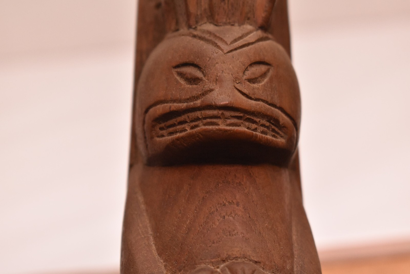 VTG Alaska Native American Totem Pole Hand Carved Cedar 9.75" Northwest Coast