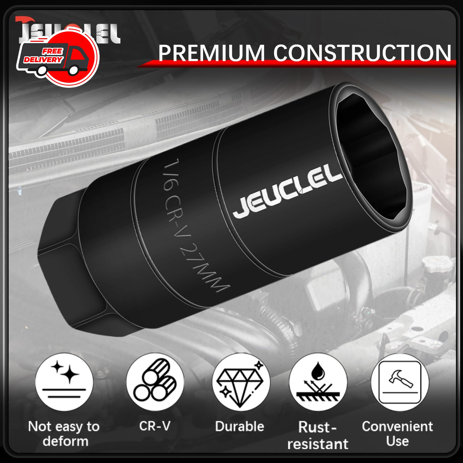 Oil Pressure Sensor Switch Socket, Special Size 1-1/16 Inch, 3/8" Black