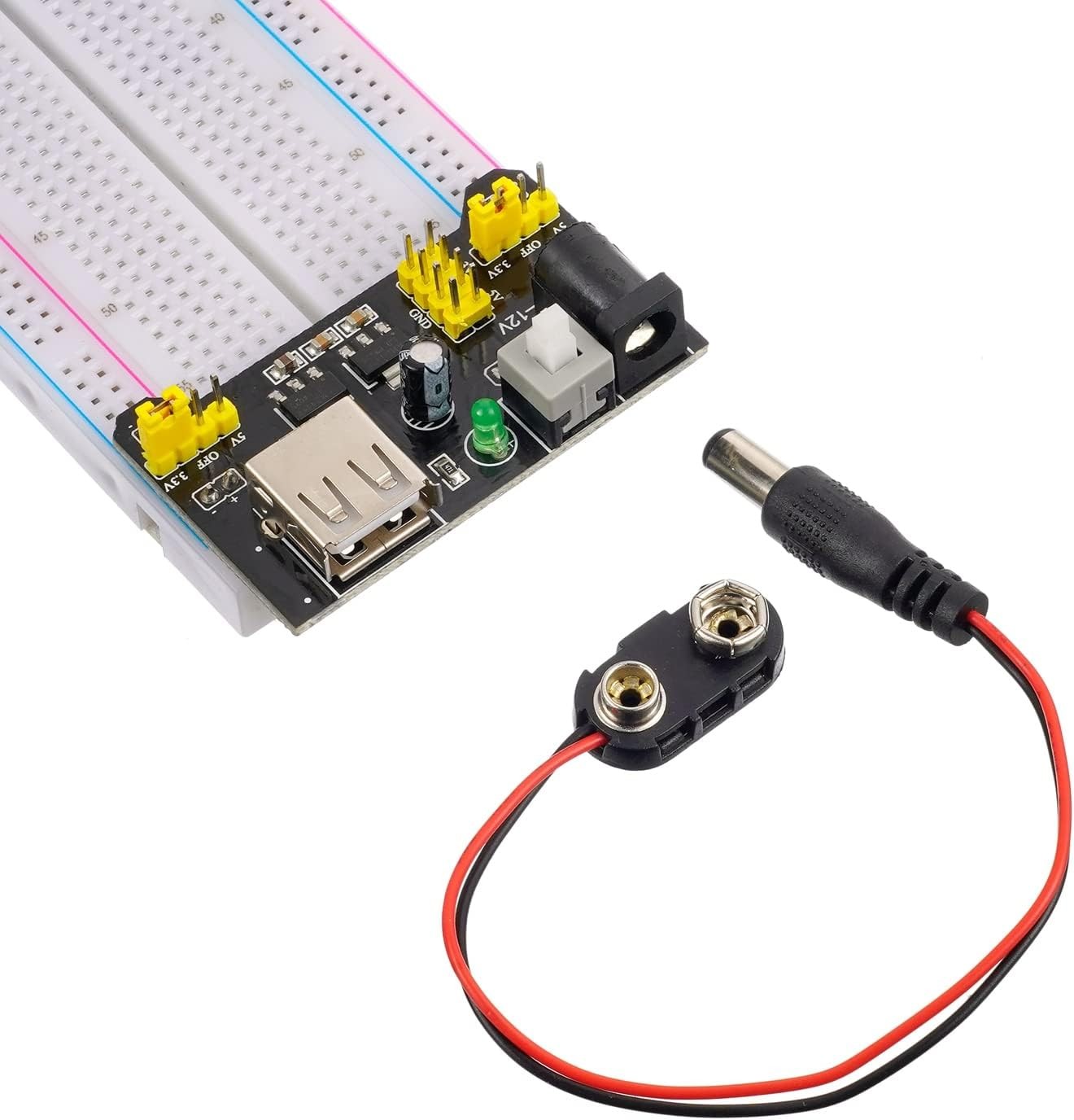 Breadboard Kit with Power Supply Module， Jumper Wires，Battery Clip，830 & 400...