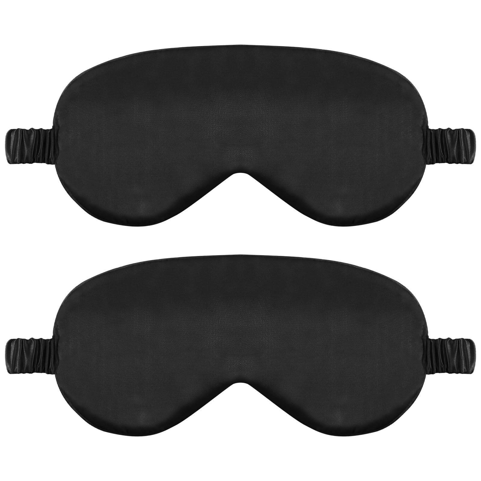 2 Pack Sleep Mask Silk Eye Cover for 1 Count (Pack of 2), Black