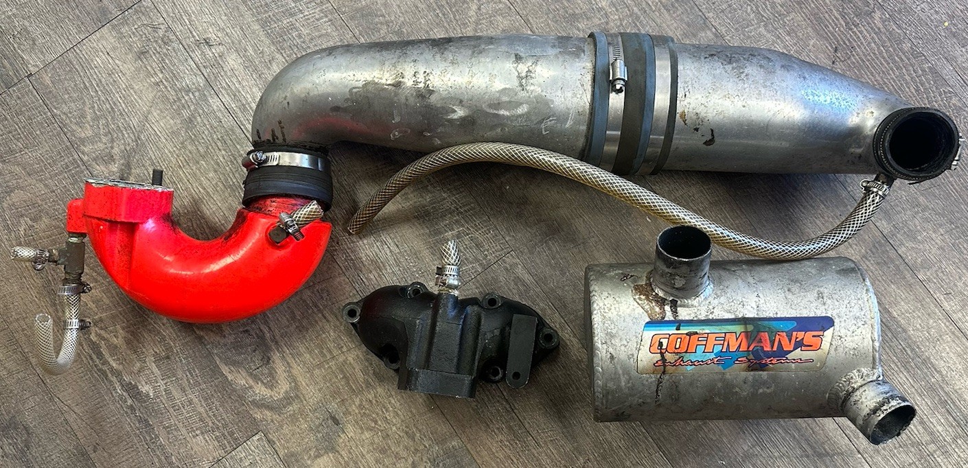 Kawasaki 650 SC, TS Coffman exhaust pipe muffler manifold