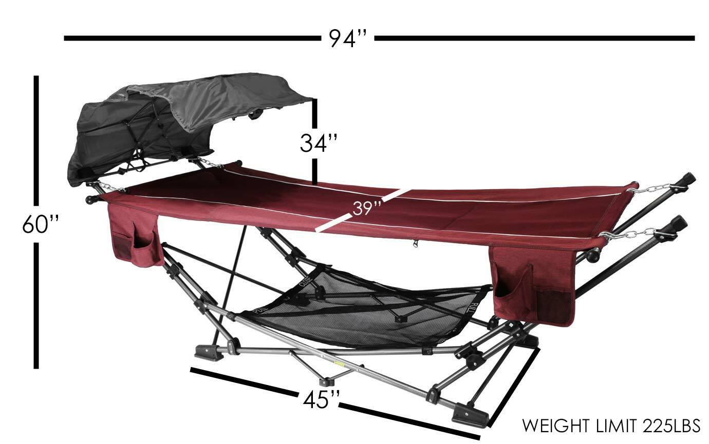 Zenithen Limited Portable Folding Hammock with a Retractable Canopy, Red