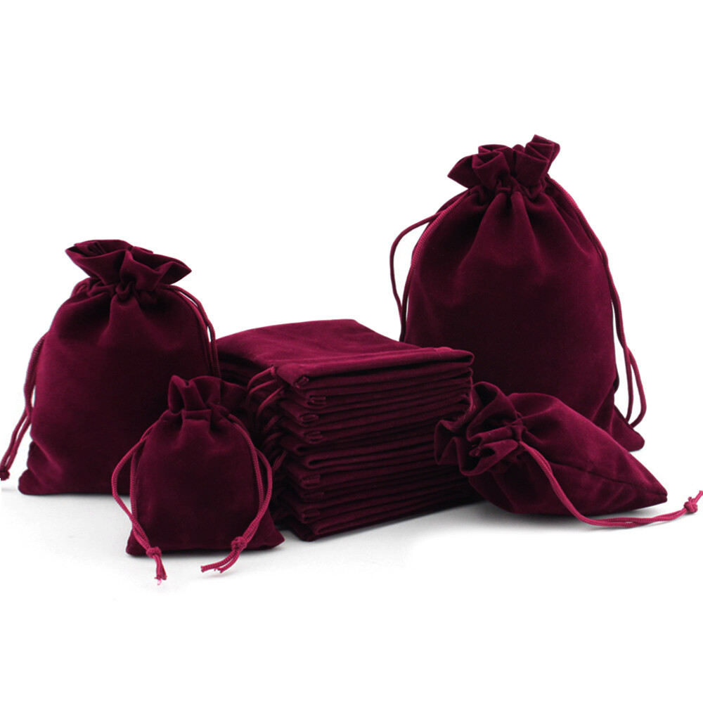 25-100 Velvet Drawstring Pouch Jewelry Baggie Ring Party Wedding Gift Bag Set