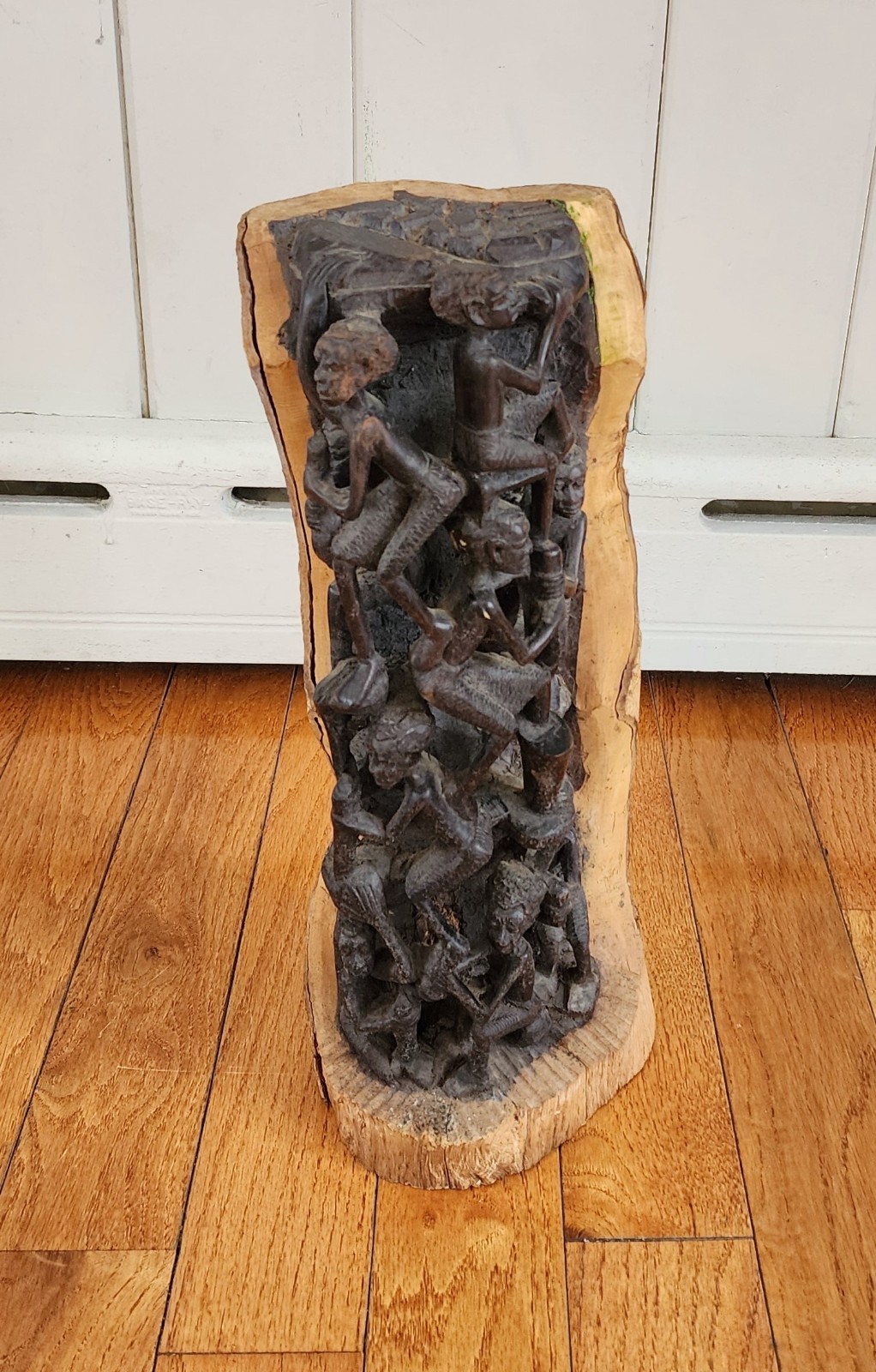 Antique African Makonde Tree of Life Ebony Wood Carving Sculpture Statue