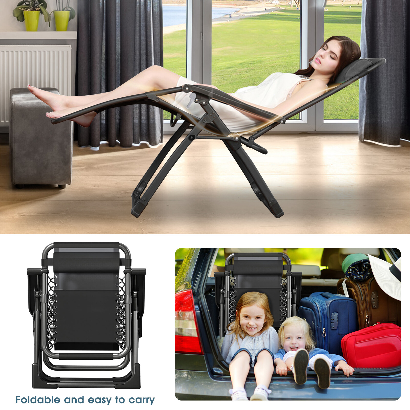 NAIZEA Zero Gravity Chair, Premium Lawn Recliner Folding Chaise Lounge & Cushion