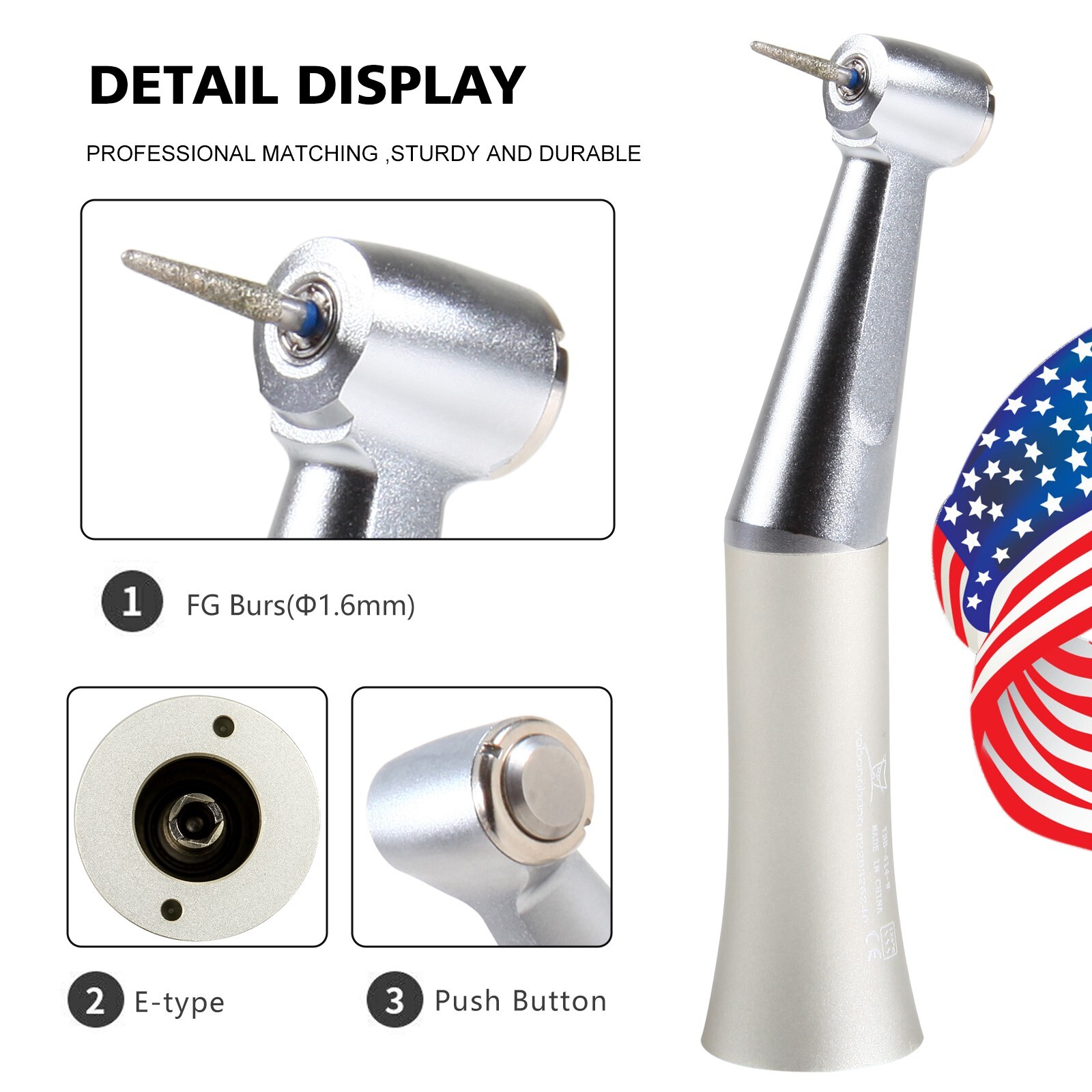 NSK Style Dental 1:1 Slow Low Speed Handpiece Push Button Contra Angle FAG