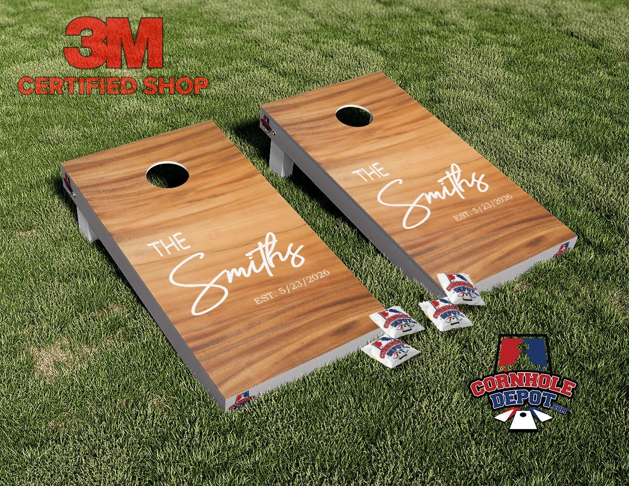 Custom Personalized Name Wood Cornhole Board Vinyl Wrap Laminated Sticker Set