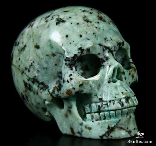 2.0" African Turquoise Carved Crystal Skull, Realistic