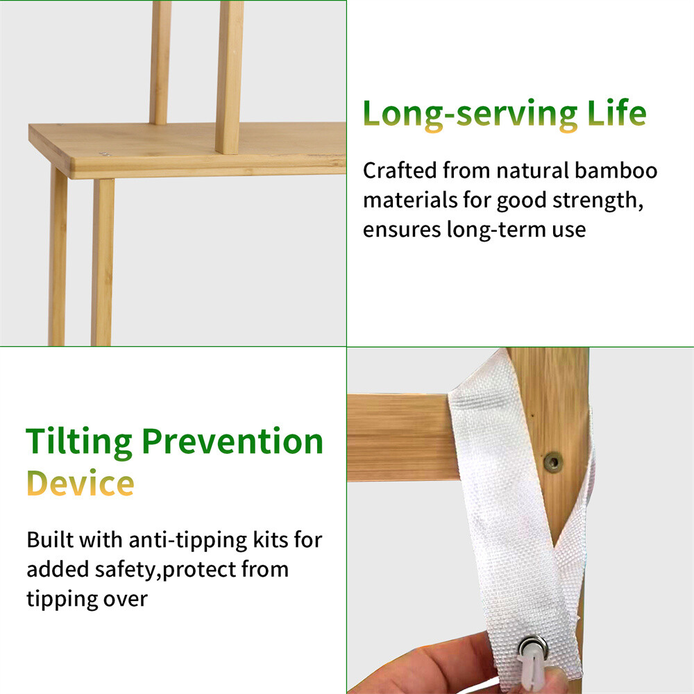 6-Tier Bookshelf w/ Cabinet Bamboo Tall Chinese Vintage Display Etagere Shelves